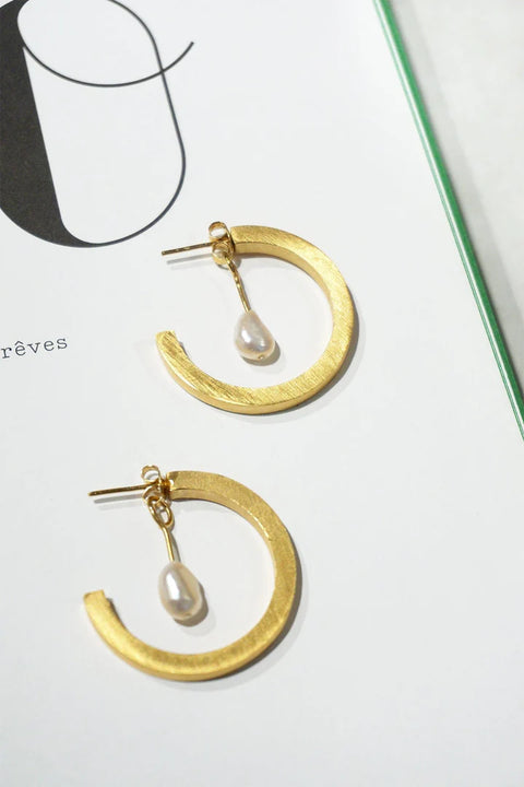 Jacket Solid Hoops Pearl - Oorbellen