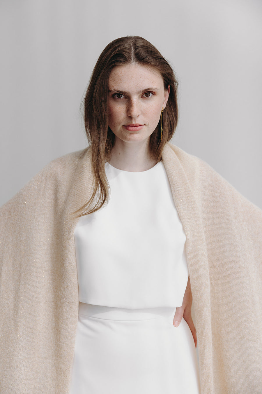 Scarf - nude with gold