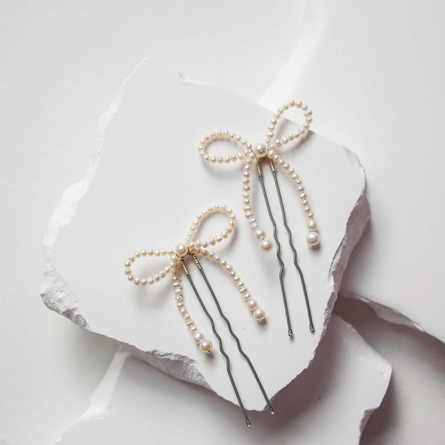 Mini Pearl Bow haarspelden