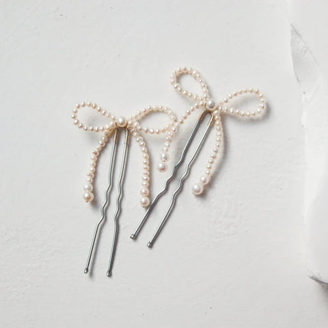 Mini Pearl Bow haarspelden